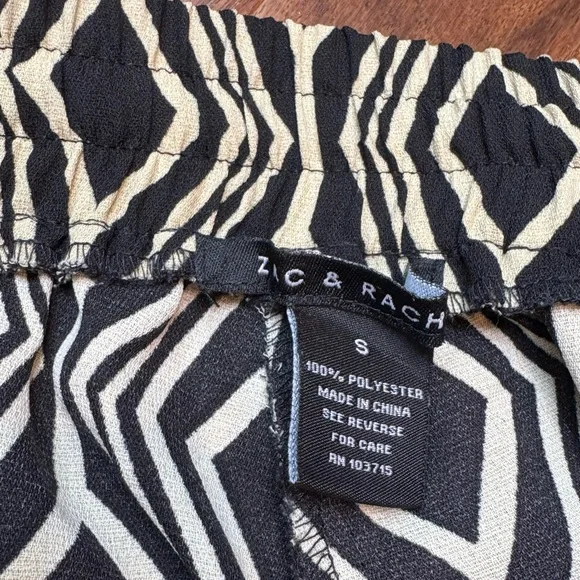 ZAC & RACHEL Black and Cream Geometric Women's Pants - Picture 6 of 9
